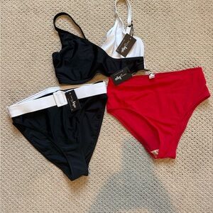 Pour Moi Black, White, and Red Bikini Set